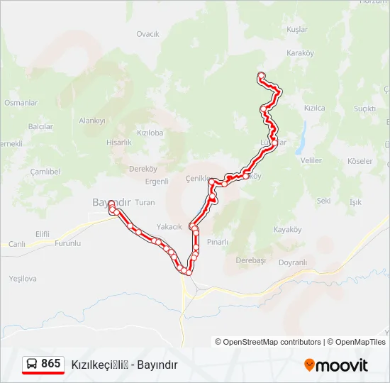 865 Bus Line Map