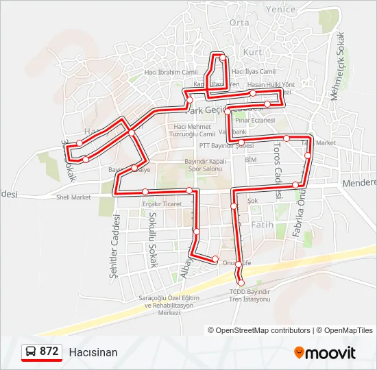 872 Bus Line Map