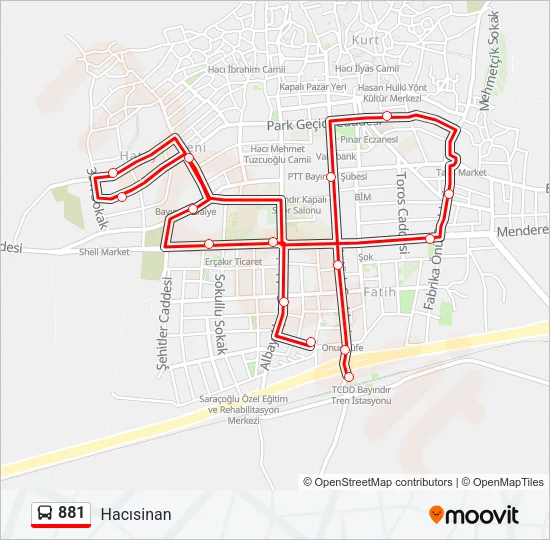 881 Bus Line Map