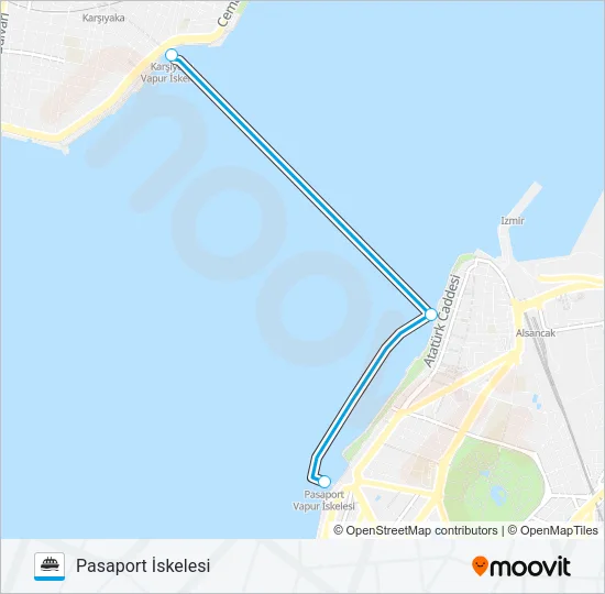 KARŞIYAKA - PASAPORT - ALSANCAK Ferry Line Map