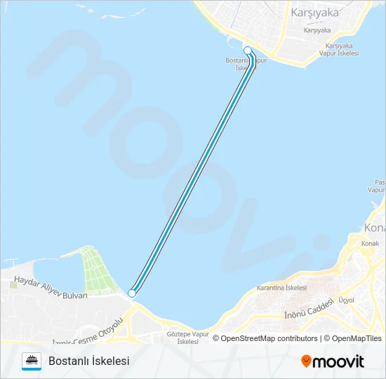BOSTANLI - ÜÇKUYULAR (ARABA VAPUR HATTI) Ferry Line Map