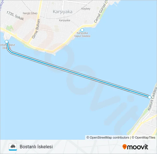 BOSTANLI - KARŞIYAKA - ALSANCAK - PASAPORT Ferry Line Map