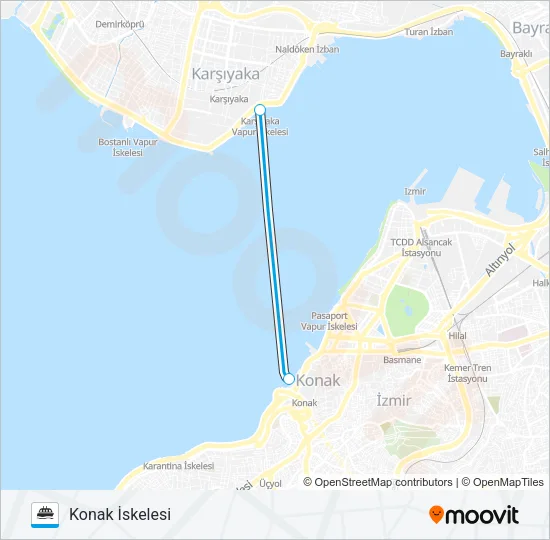KARŞIYAKA - KONAK Ferry Line Map