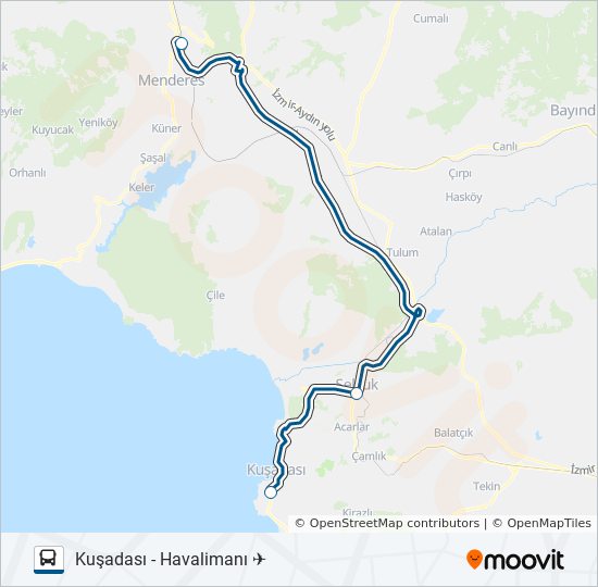 havaskusadasi guzergahi saatleri duraklari ve haritasi havalimani