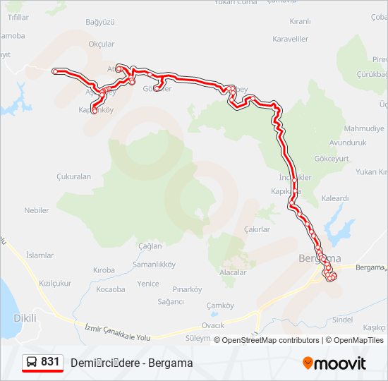 831 bus Line Map