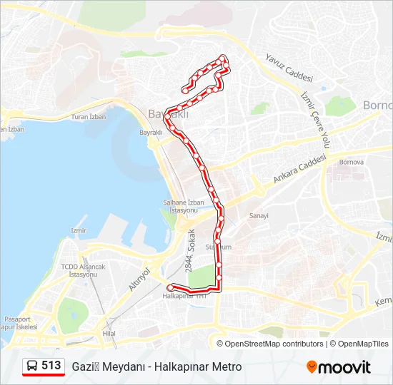 513 Bus Line Map