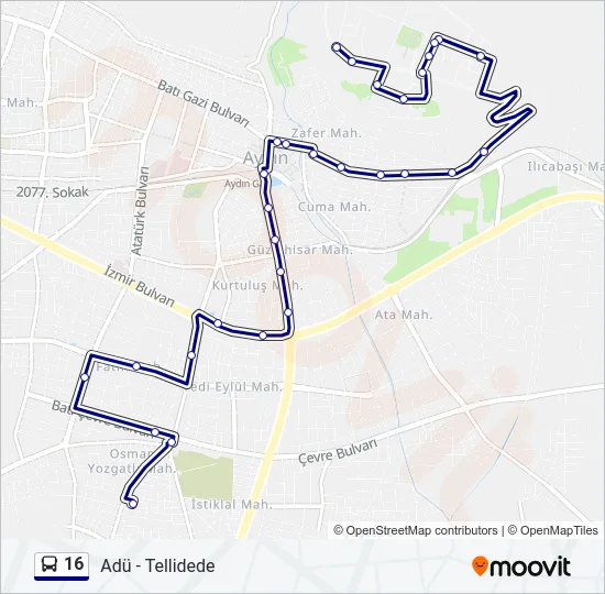 16 Bus Line Map
