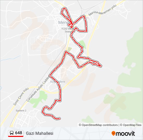 648 otobüs Hattı Haritası