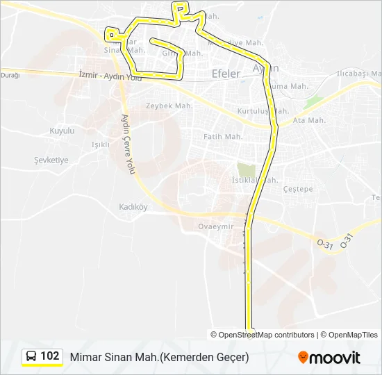 102 Bus Line Map