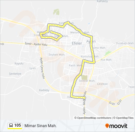 105 bus Line Map