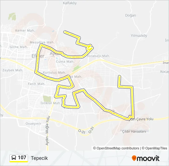 107 Bus Line Map
