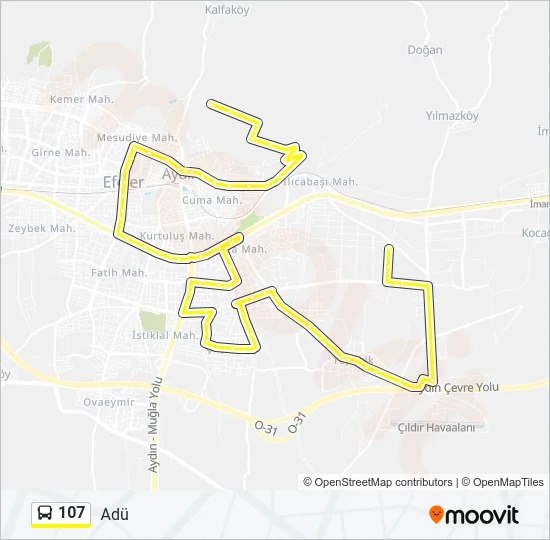 107 Bus Line Map