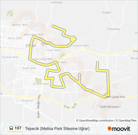 107 Bus Line Map