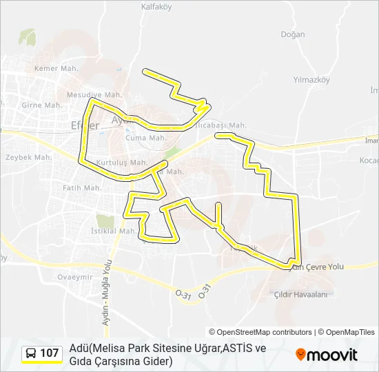107 Bus Line Map