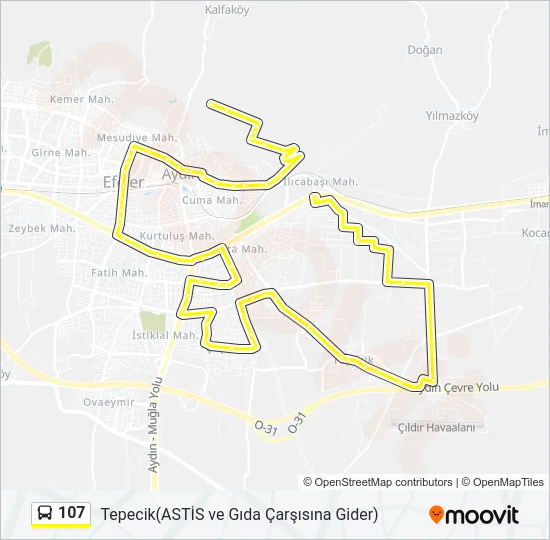 107 Bus Line Map