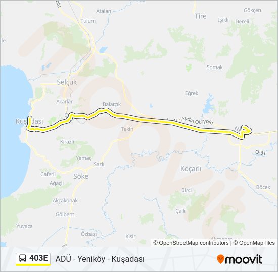 403E otobüs Hattı Haritası