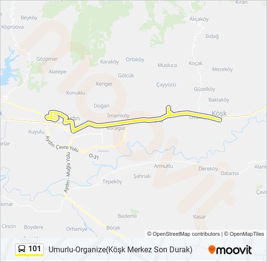 101 bus Line Map