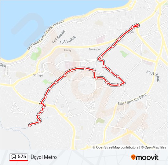 575 otobüs Hattı Haritası