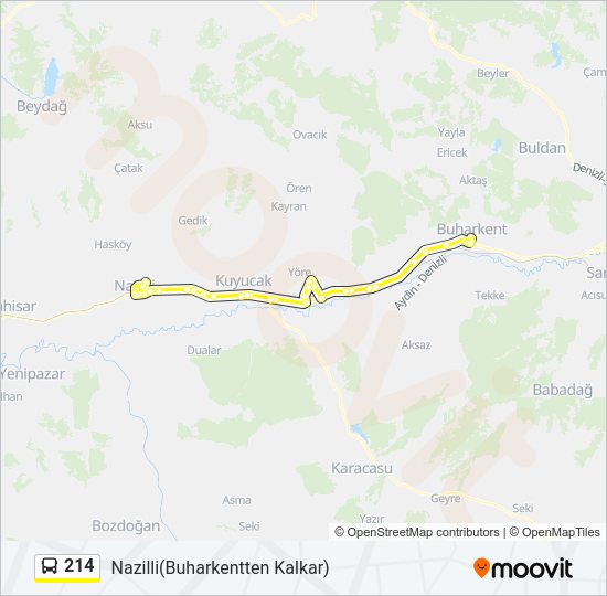214 otobüs Hattı Haritası