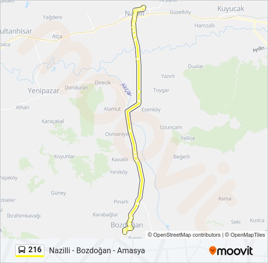 216 otobüs Hattı Haritası
