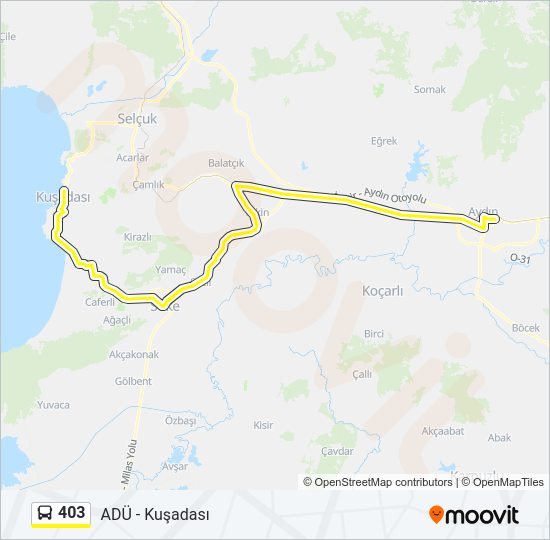 403 otobüs Hattı Haritası