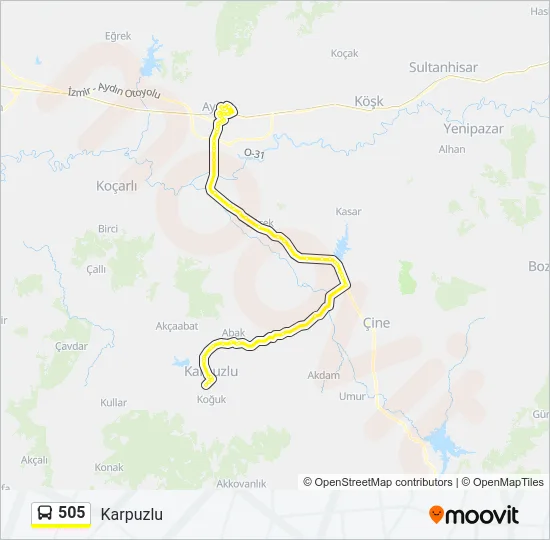 505 Bus Line Map