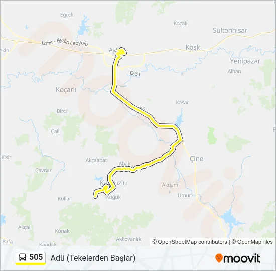 505 Bus Line Map