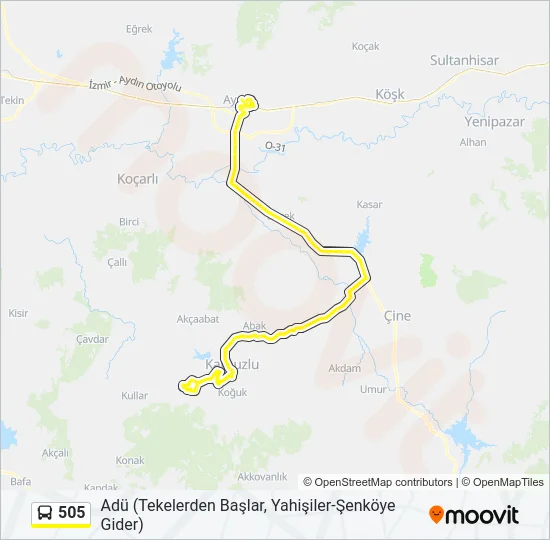 505 Bus Line Map
