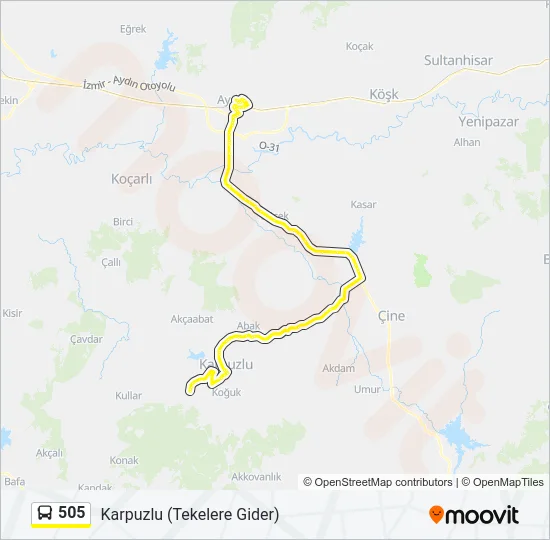 505 Bus Line Map