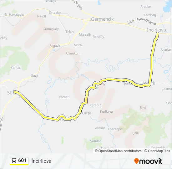 601 Bus Line Map