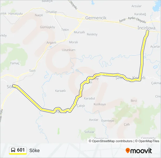 601 Bus Line Map