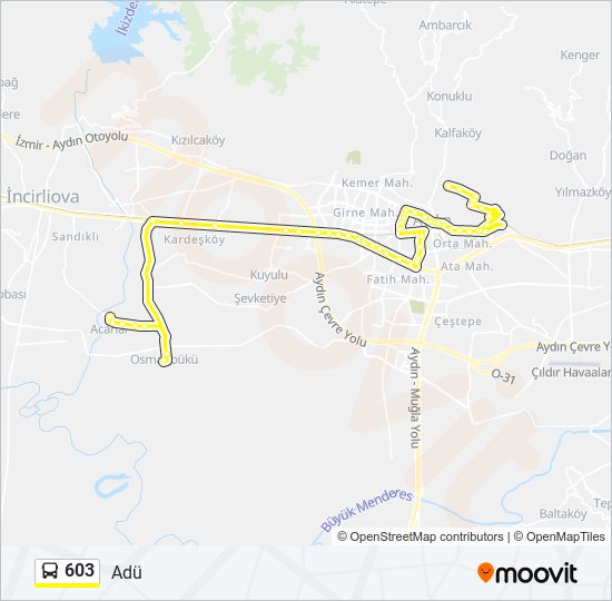 603 otobüs Hattı Haritası