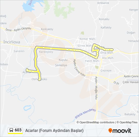 603 otobüs Hattı Haritası