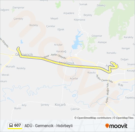 607 bus Line Map