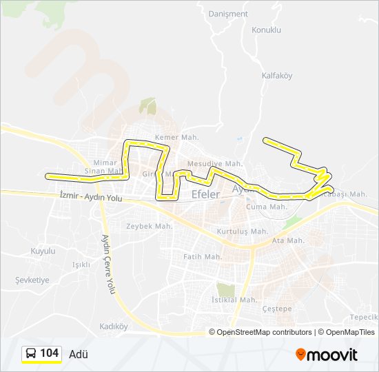 104 bus Line Map