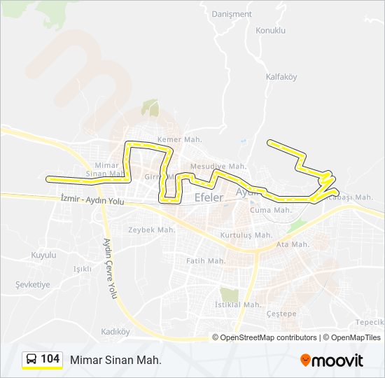 104 bus Line Map