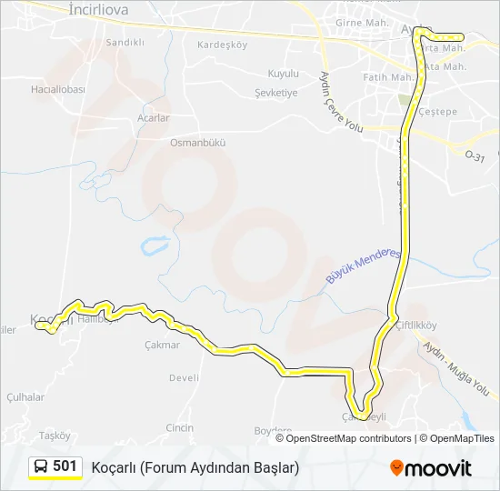 501 Bus Line Map
