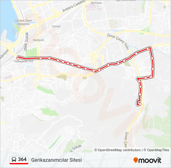 364 Bus Line Map