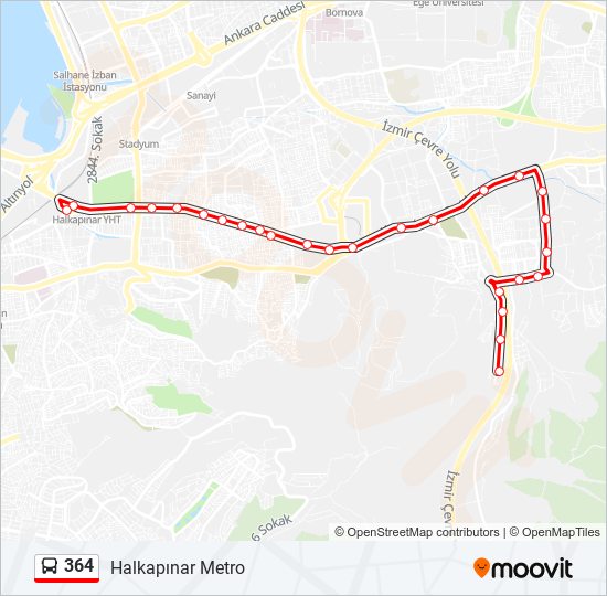 364 bus Line Map