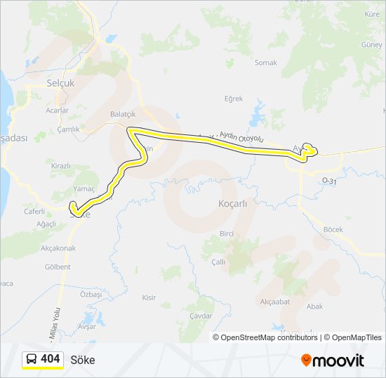 404 otobüs Hattı Haritası