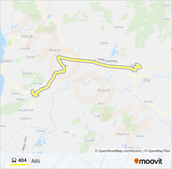 404 bus Line Map