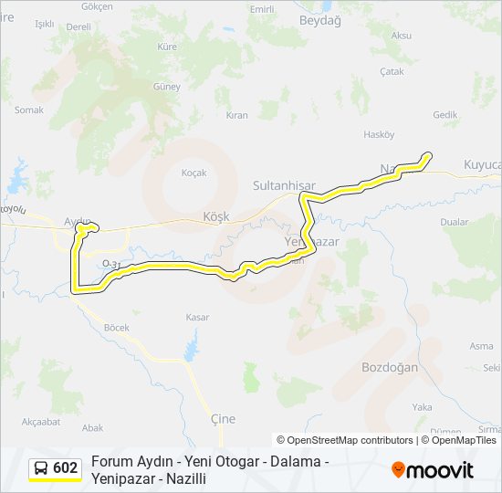 602 otobüs Hattı Haritası