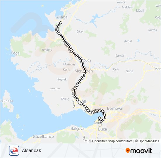 ALIAĞA-ÇIĞLI tren Hattı Haritası