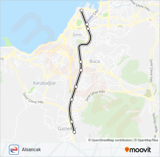 ÇIĞLI-ALIAĞA Train Line Map