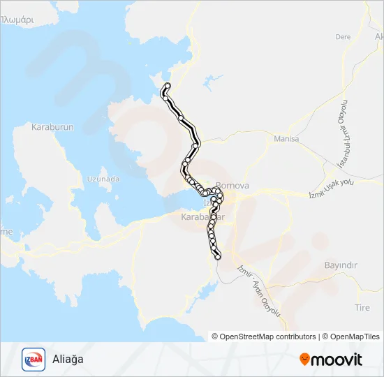 ÇIĞLI-ALIAĞA Train Line Map