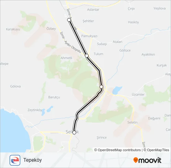 SELÇUK-TEPEKÖY Train Line Map