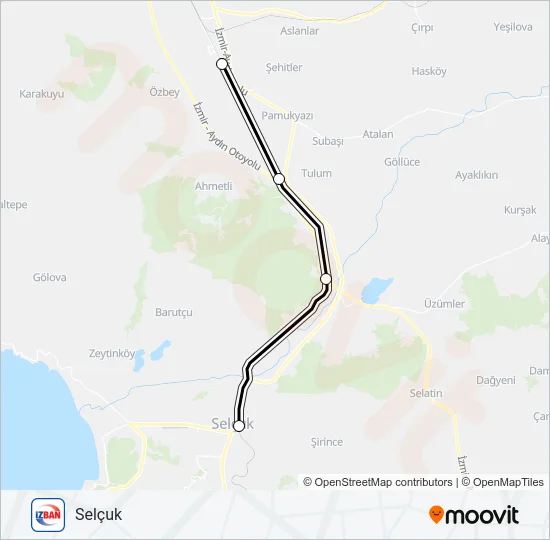 TEPEKÖY-ALIAĞA Train Line Map