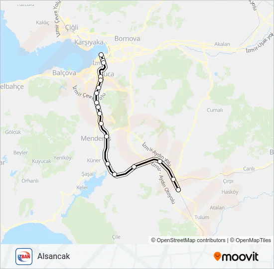 TEPEKÖY-ALIAĞA Train Line Map