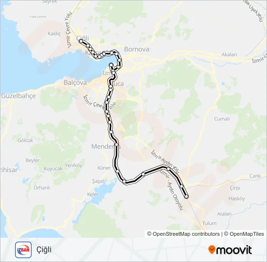 TEPEKÖY-ALIAĞA Train Line Map