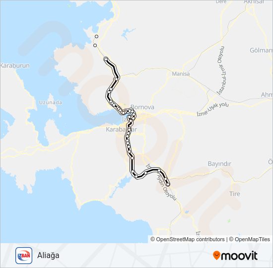 CUMAOVASI-ALIAĞA tren Hattı Haritası